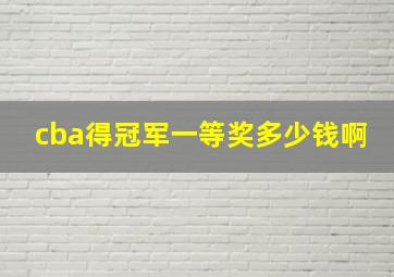 cba得冠军一等奖多少钱啊