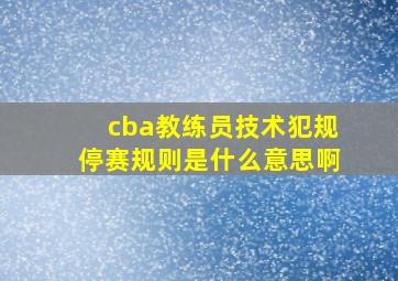 cba教练员技术犯规停赛规则是什么意思啊