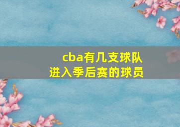 cba有几支球队进入季后赛的球员