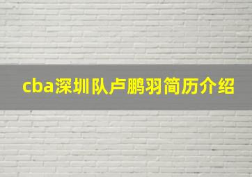 cba深圳队卢鹏羽简历介绍