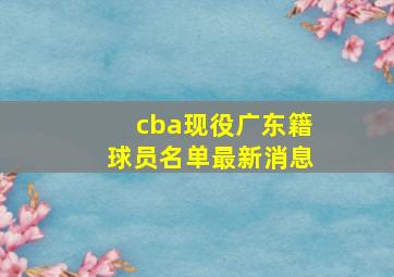 cba现役广东籍球员名单最新消息