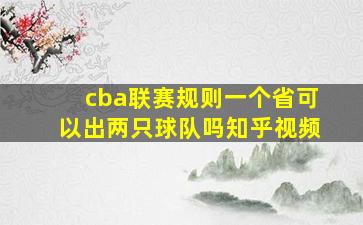 cba联赛规则一个省可以出两只球队吗知乎视频