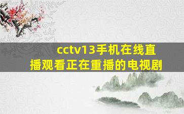 cctv13手机在线直播观看正在重播的电视剧