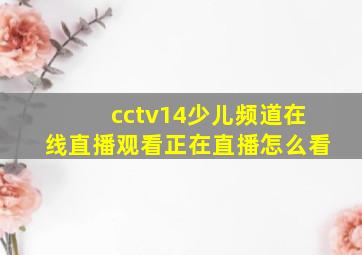 cctv14少儿频道在线直播观看正在直播怎么看