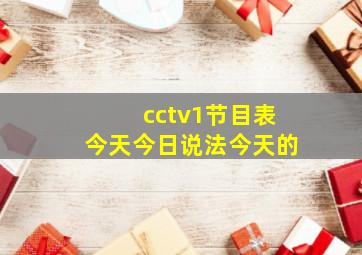 cctv1节目表今天今日说法今天的