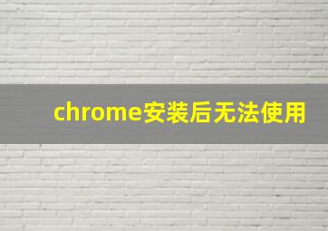 chrome安装后无法使用