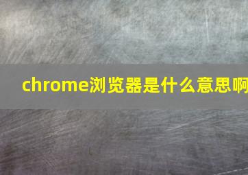 chrome浏览器是什么意思啊