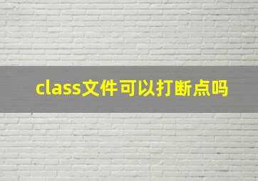 class文件可以打断点吗