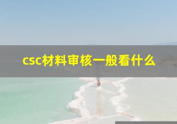 csc材料审核一般看什么