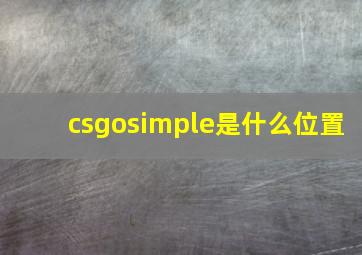 csgosimple是什么位置