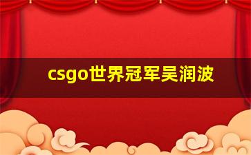 csgo世界冠军吴润波