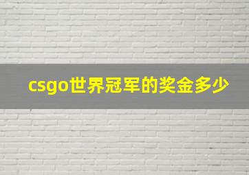 csgo世界冠军的奖金多少