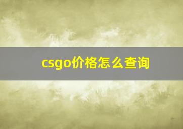 csgo价格怎么查询