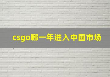 csgo哪一年进入中国市场