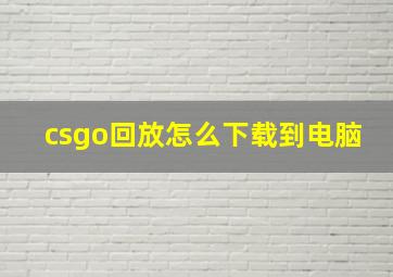 csgo回放怎么下载到电脑