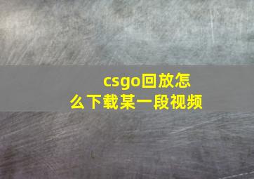 csgo回放怎么下载某一段视频