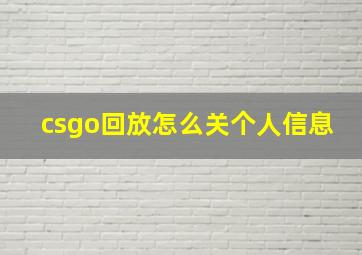 csgo回放怎么关个人信息