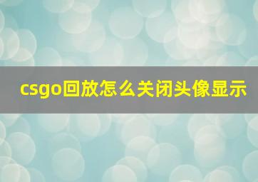 csgo回放怎么关闭头像显示