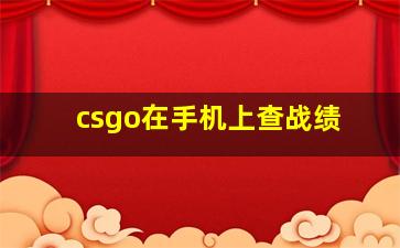 csgo在手机上查战绩