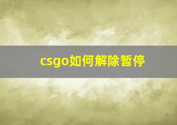 csgo如何解除暂停