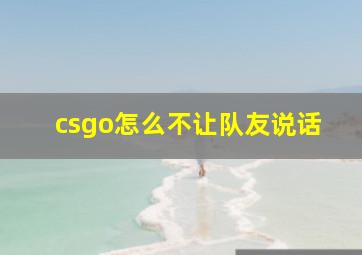 csgo怎么不让队友说话