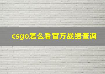 csgo怎么看官方战绩查询