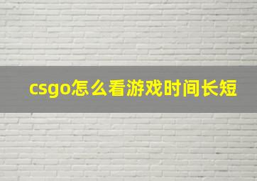 csgo怎么看游戏时间长短