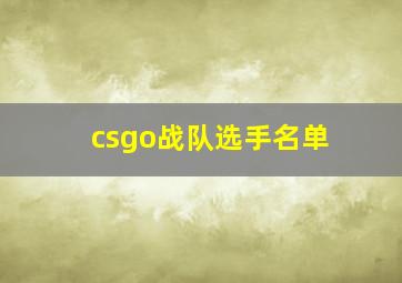 csgo战队选手名单