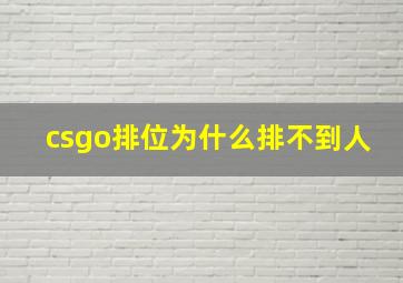 csgo排位为什么排不到人