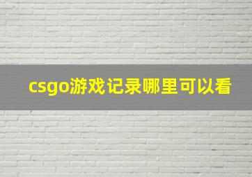 csgo游戏记录哪里可以看