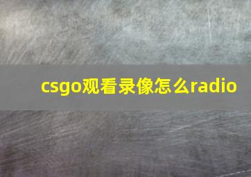 csgo观看录像怎么radio