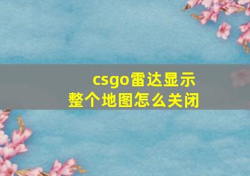 csgo雷达显示整个地图怎么关闭