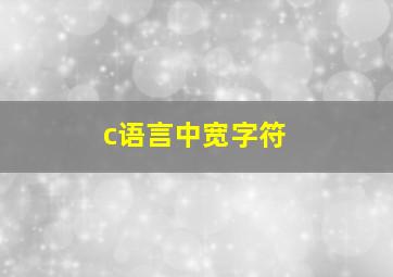 c语言中宽字符