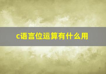 c语言位运算有什么用