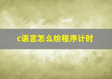 c语言怎么给程序计时