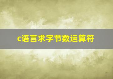 c语言求字节数运算符