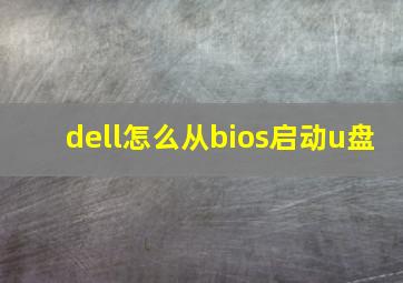 dell怎么从bios启动u盘