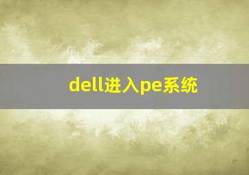 dell进入pe系统