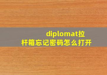 diplomat拉杆箱忘记密码怎么打开