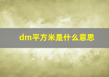 dm平方米是什么意思