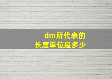 dm所代表的长度单位是多少