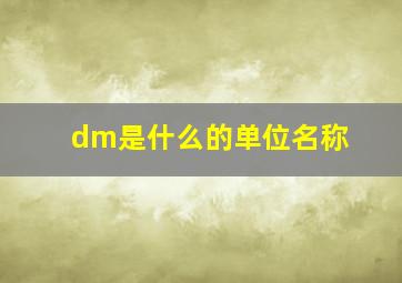 dm是什么的单位名称