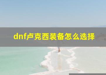 dnf卢克西装备怎么选择