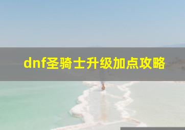 dnf圣骑士升级加点攻略