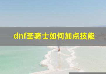 dnf圣骑士如何加点技能