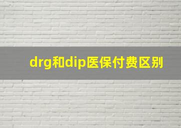 drg和dip医保付费区别