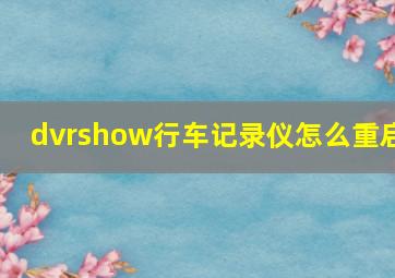 dvrshow行车记录仪怎么重启