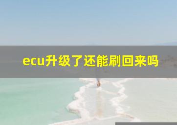 ecu升级了还能刷回来吗