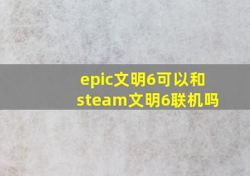 epic文明6可以和steam文明6联机吗