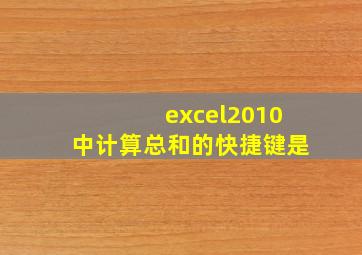 excel2010中计算总和的快捷键是